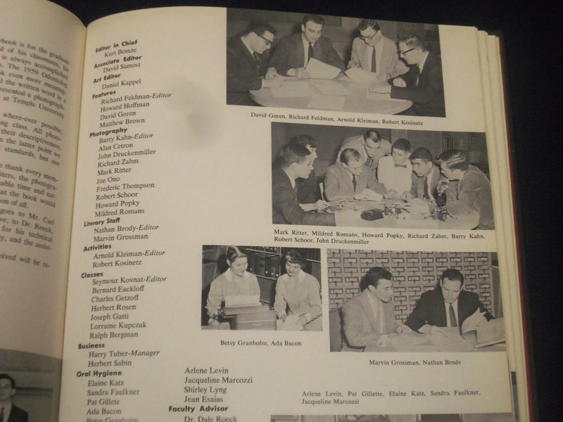 1959 ODONTOLOG TEMPLE UNIVERSITY SCHOOL OF DENTISTRY YEARBOOK - PHOTOS - YB 278