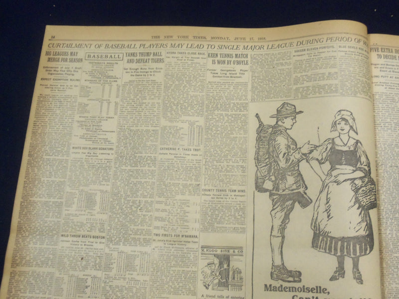 1918 JUNE 17 NEW YORK TIMES - AMERICANS DEFEAT GERMANS WITH GAS - NT 9089