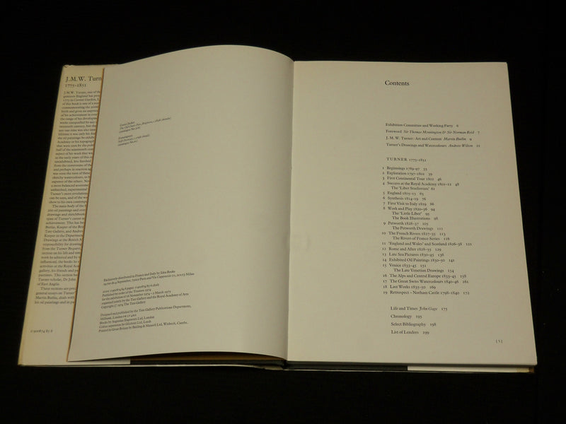 1974 TURNER 1775-1851 TATE GALLERY HARDCOVER BOOK - NICE PRINTS - R 721Z