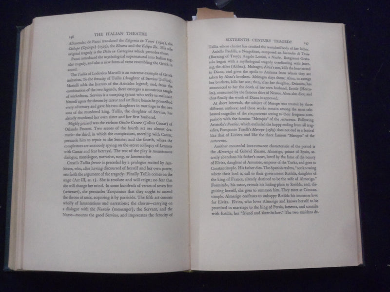 1932 THE ITALIAN THEATRE HARDCOVER BOOK BY JOSEPH SPENCER KENNARD - KD 8271