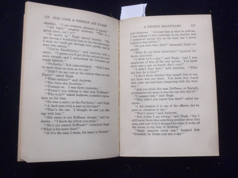 1918 BOB COOK AND THE GERMAN AIR FLEET HARDCOVER BOOK BY PAUL TOMLINSON- KD 8469