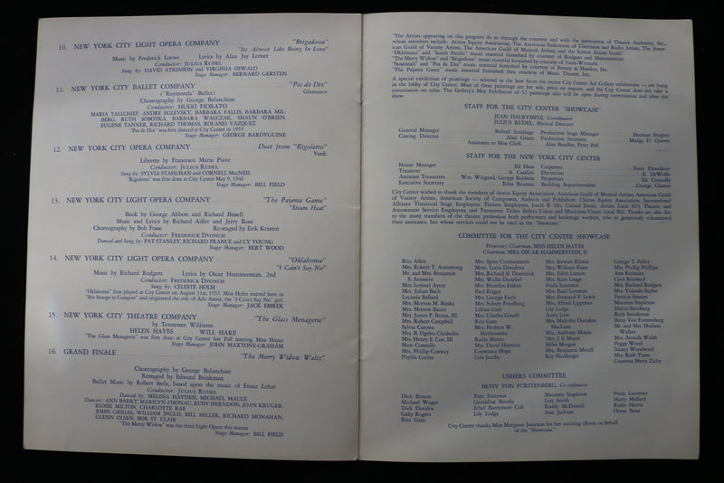 1957 MAY 20 THE NEW YORK CITY CENTER SHOWCASE PROGRAM - K 2292