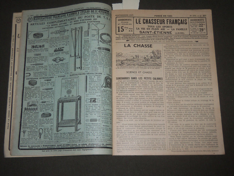 1937 SEPTEMBER-DECEMBER LE CHASSEUR FRANCAIS MAGAZINE - FRENCH - J 2526