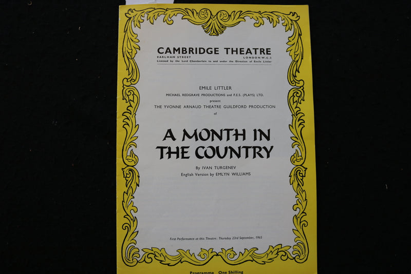 1965 A MONTH IN THE COUNTRY PROGRAM-CAMBRIDGE THEATRE- MICHAEL REDGRAVE- K 2386