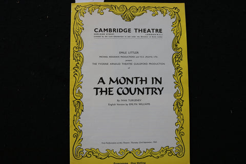 1965 A MONTH IN THE COUNTRY PROGRAM-CAMBRIDGE THEATRE- MICHAEL REDGRAVE- K 2386