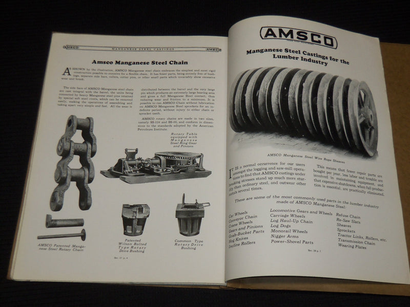 1927 AMSCO MANGANESE STEEL COMPANY CASTINGS CATALOG NO. 9 - NICE ILLUS. - J 9703
