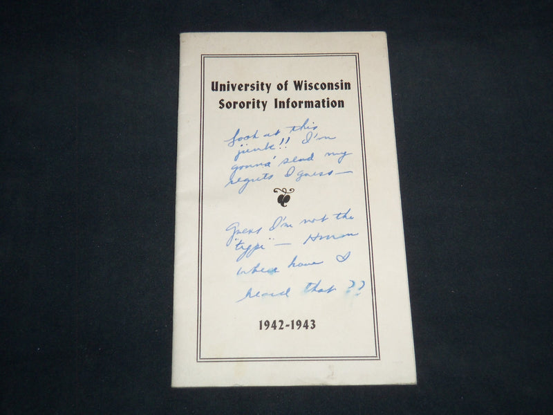 1942-1943 UNIVERSITY OF WISCONSIN SOROITY INFORMATION GUIDE BOOK - J 8652