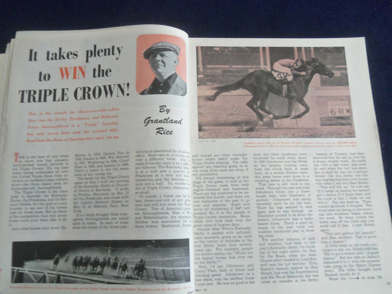 1947 MAY SPORT MAGAZINE - RACING ROUNUP - BASEBALL MAP OF THE U.S.A. - ST 7209