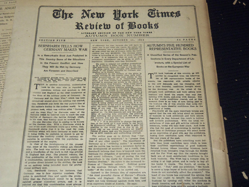 1914 NEW YORK TIMES NEWSPAPER BOOK REVIEW SECTIONS LOT OF 17 ISSUES - O 3221C
