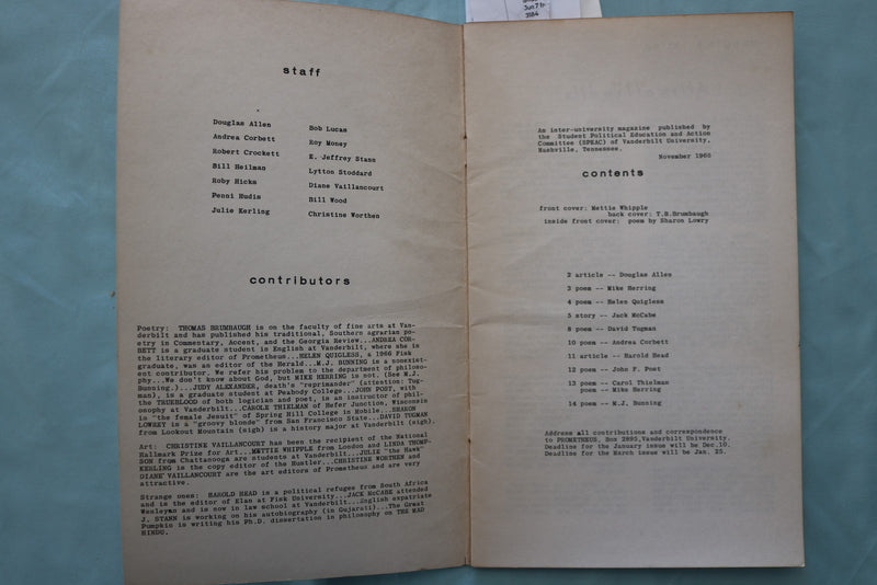 1966 PROMETHEUS - VANDERBILT UNIVERSITY - SOFTCOVER BOOK - K 3428