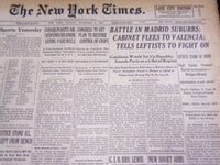 1936 NOV 8 NEW YORK TIMES - BATTLE IN MADRID SUBURBS LEFTISTS FIGHT ON - NT 1858