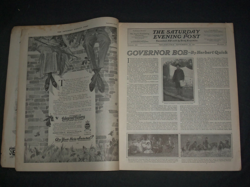 1911 SEPTEMBER 23 THE SATURDAY EVENING POST MAGAZINE- ILLUSTRATED COVER-SP 2470J