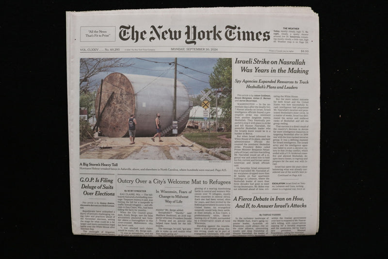 2024 SEP 30 NEW YORK TIMES - ISRAELI STRIKE ON NASRALLAH WAS YEARS IN THE MAKING