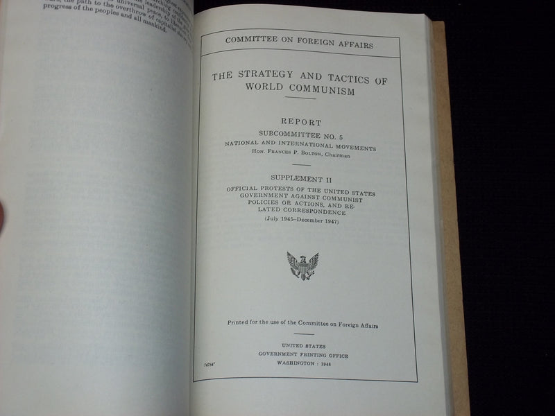 1948 THE STRATEGY AND TACTICS OF WORLD COMMUNISM SOFTCOVER REPORT NO. 5 - J 7137