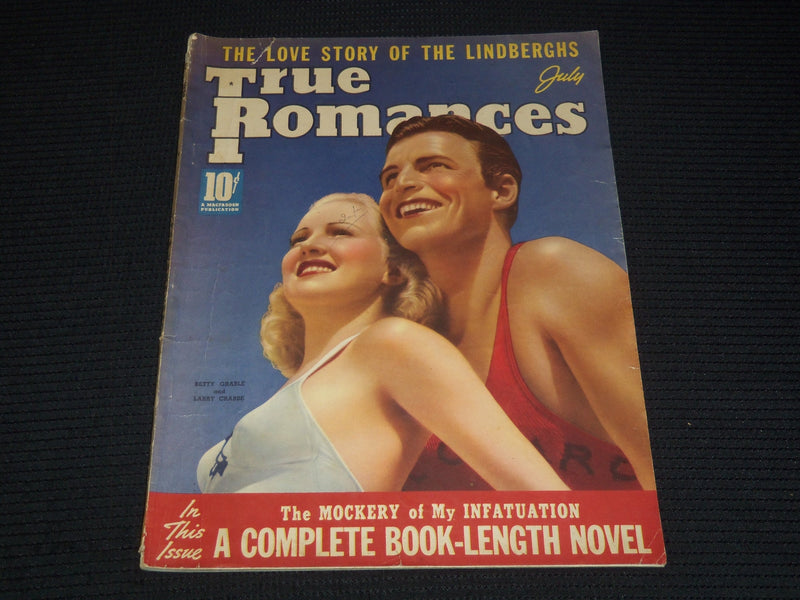 1938 JULY TRUE ROMANCES MAGAZINE - BETTY GRABLE & LARRY CRABBE COVER - E 12386