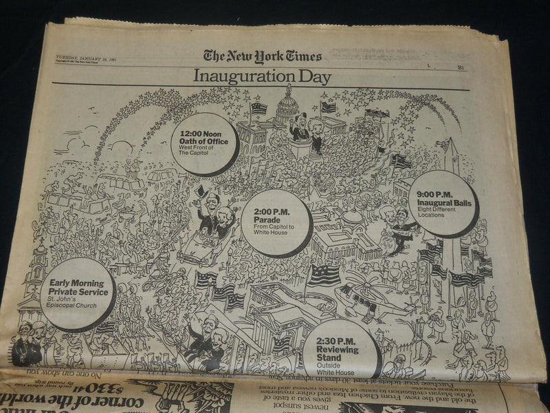 1981 JANUARY 20 NEW YORK TIMES NEWSPAPER - REAGAN INAUGURATION DAY - NP 4921