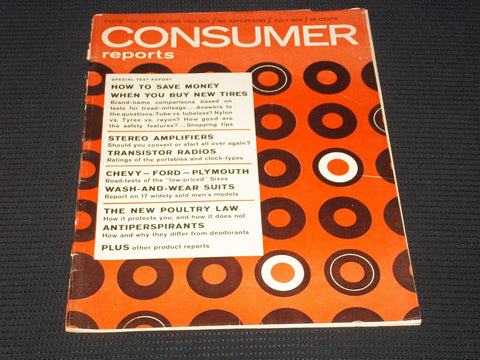 1959 JULY CONSUMER REPORTS MAGAZINE - HOW TO SAVE MONEY FRONT COVER - E 6407