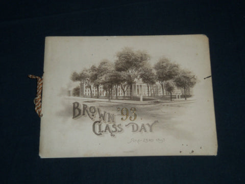 1893 JUNE 23 BROWN UNIVERSITY CLASS DAY SOUVENIR BOOKLET - J 4316