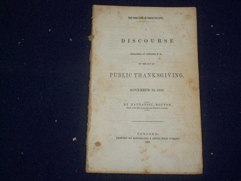 1850 PUBLIC THANKSGIVING DISCOURSE - CONCORD, NEW HAMPSHIRE - J 4797