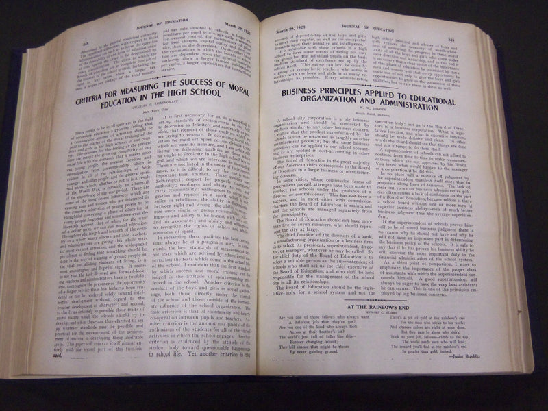 1923 JANUARY-DECEMBER JOURNAL OF EDUCATION BOUND VOLUME - COMPLETE YEAR - R 933
