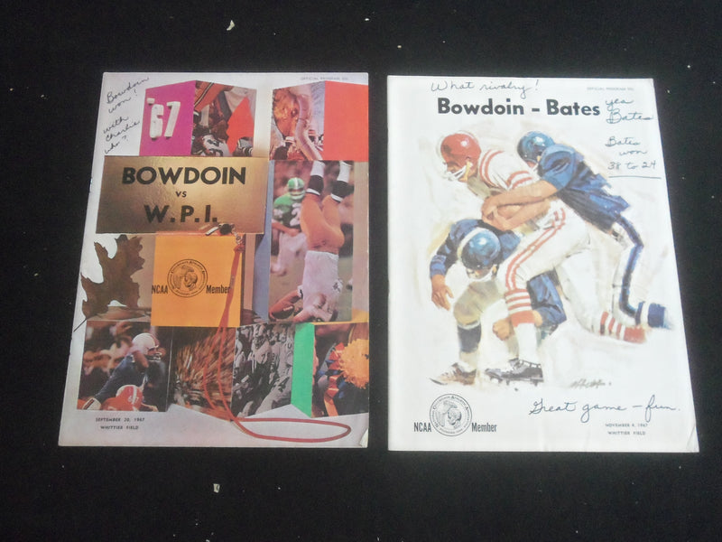 1967 BOWDOIN COLLEGE FOOTBALL PROGRAMS - LOT OF 2 - B 5529L
