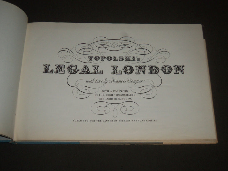 1961 TOPOLSKI'S LEGAL LONDON BY FRANCIS COWPER HARDCOVER BOOK - I 1207