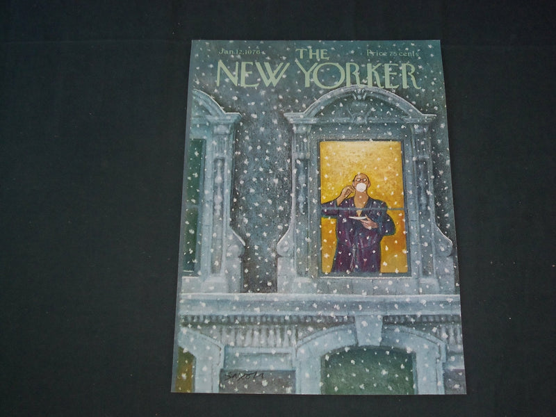1976 JANUARY 12 NEW YORKER MAGAZINE FRONT COVER ONLY - GREAT ART FOR FRAMING