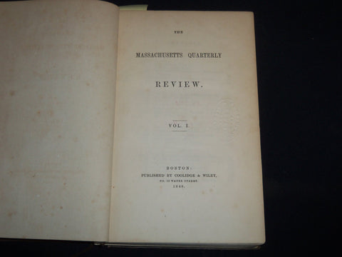 1849 THE MASSACHUSETTS QUARTERLY REVIEW BOUND VOLUME NO. 2 - KD 5633D