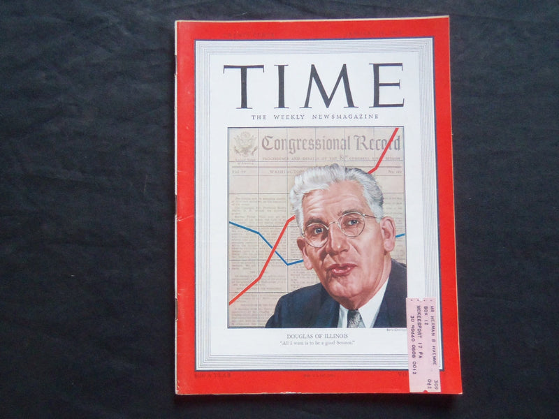 1950 JANUARY 16 TIME MAGAZINE - PAUL H. DOUGLAS OF ILLINOIS - T 1209