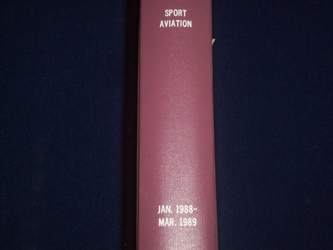 1988 JAN - 1989 MAR SPORT AVIATION MAGAZINE BOUND VOLUME - NICE PHOTOS - KD 3087