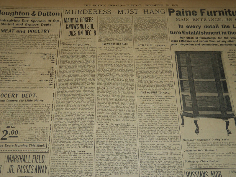 1905 NOV 28 THE BOSTON HERALD - DEAD PASSENGERS OF BOSTON & MAINE TRAINS- BH 267