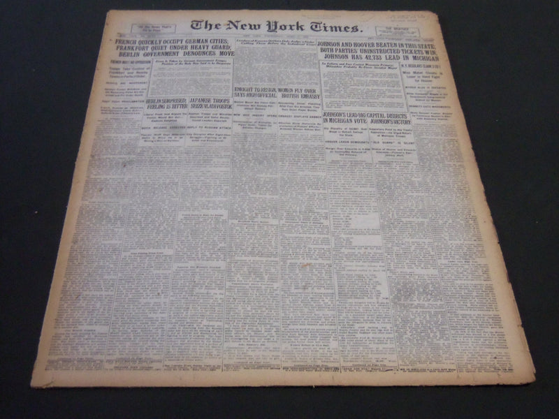 1920 APRIL 7 NEW YORK TIMES - JOHNSON & HOOVER BEATEN IN THIS STATE - NT 5872
