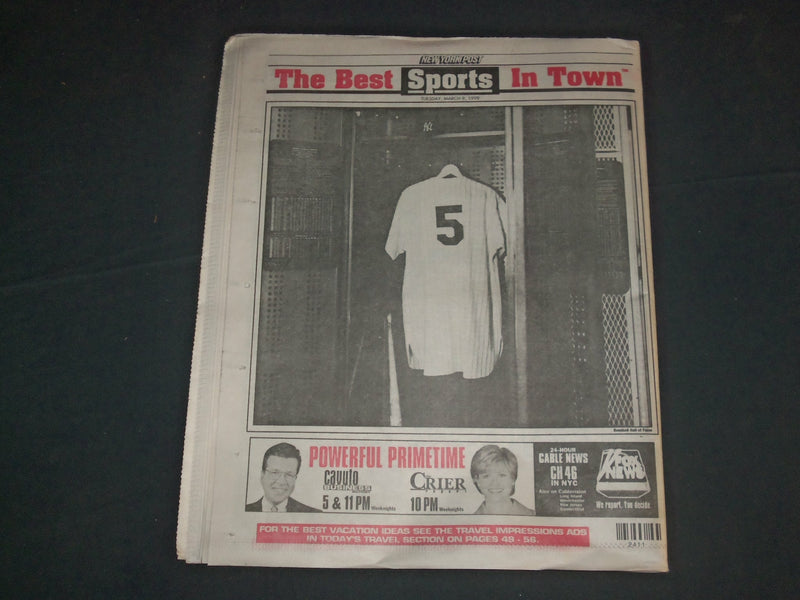 1999 MARCH 9 NEW YORK POST NEWSPAPER - JOE DIMAGGIO DIED 1914-1999 - NP 4134