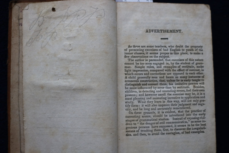 1834 ENGLISH EXERCISES HARDCOVER BOOK BY LINDLEY MURRAY - KD 9439