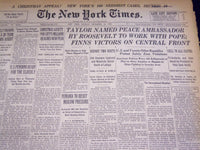 1939 DECEMBER 24 NEW YORK TIMES - TAYLOR PEACE AMBASSADOR - NT 3137