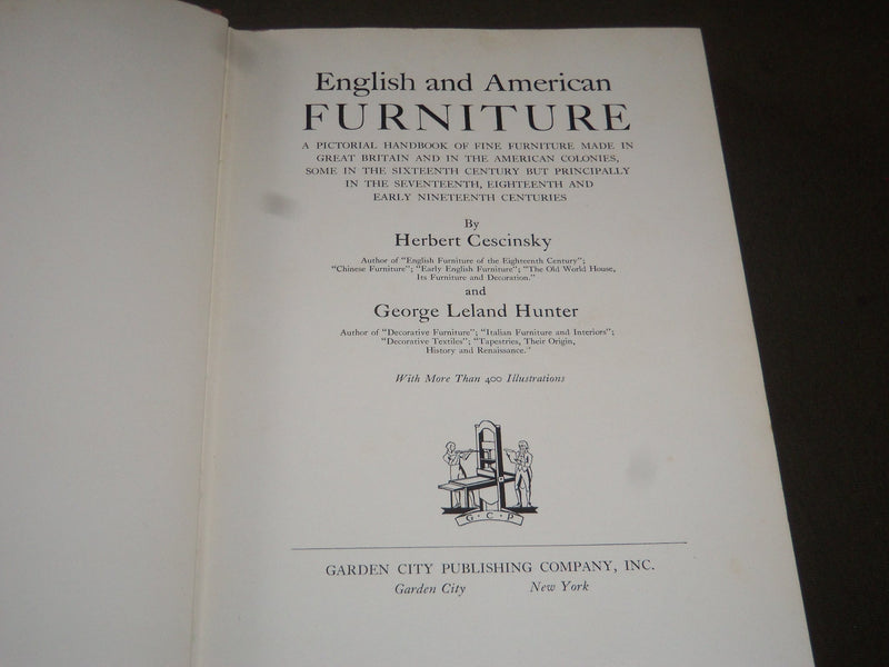 1929 ENGLISH & AMERICAN FURNITURE BY HERBERT CESCINSKY & GEORGE HUNTER - KD 3920