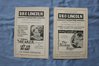 1930 R.K.O. LINCOLN MOVIE THEATRE PROGRAM - LOT OF 6 - K 2730