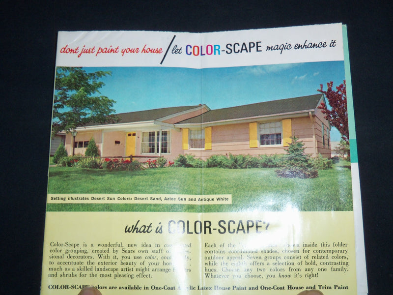 1966 SEARS COLOR-SCAPE EXTERIOR PAINTS COLOR CHART - FOLD-OUT - J 9167