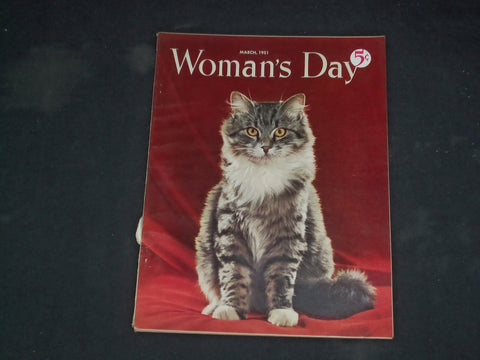 1951 MARCH WOMAN'S DAY MAGAZINE - CAT COVER - B 4046