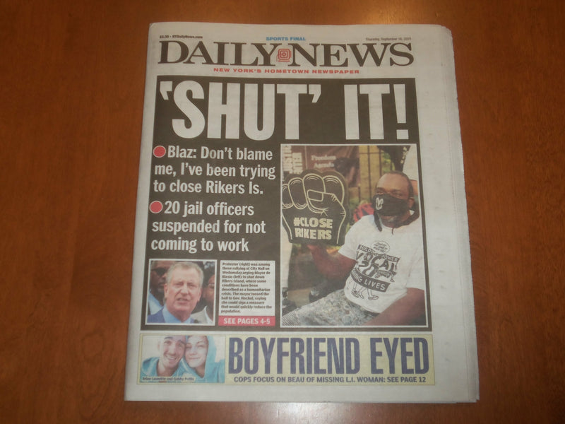 2021 SEPTEMBER 16 NEW YORK DAILY NEWS NEWSPAPER - BRIAN LAUNDRIE GABBY PETITO