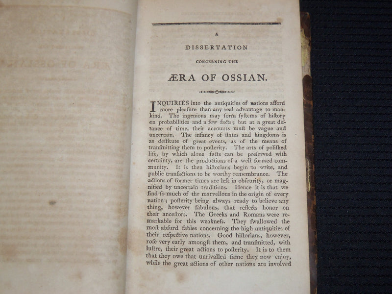 1806 THE POEMS OF OSSIAN THE SON OF FINGAL BOOK - VOLUME 1 - KD 9429