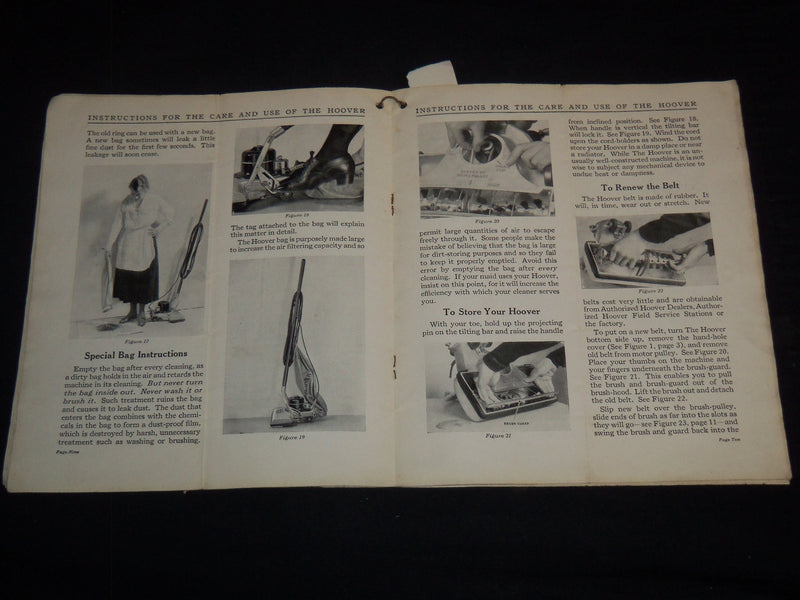1920'S INSTRUCTIONS FOR THE CARE & USE OF THE HOOVER ELECTRIC SWEEPER - J 9159