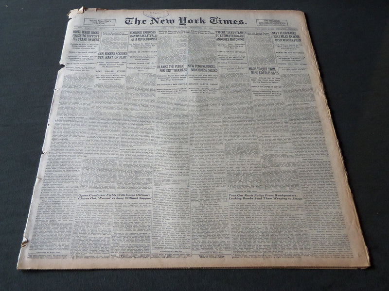 1925 SEPTEMBER 19 NEW YORK TIMES - MADE TO QUIT SWIM MISS EDERLE SAYS - NT 7201