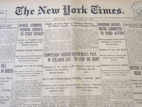 1921 JUNE 28 NEW YORK TIMES - REFORMERS FAIL TO STOP BIG FIGHT - NT 5462