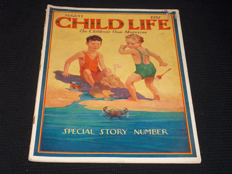 1937 AUGUST CHILD LIFE MAGAZINE NICE ILLUSTRATED COVER & INSIDES - E 3772