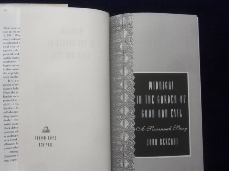 1994 MIDNIGHT IN THE GARDEN HARDCOVER BOOK - JOHN BERENDT - AUTOGRAPHED- KD 8922