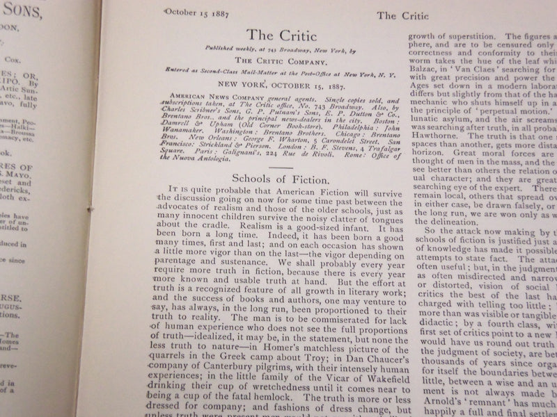1887 THE CRITIC MAGAZINE LOT OF 49 ISSUES - GREAT REVIEWS & ARTICLES - WR 799