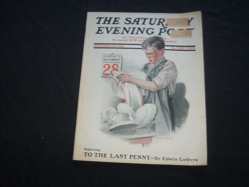 1916 OCTOBER 28 THE SATURDAY EVENING POST MAGAZINE - ILLUSTRATED COVER - SP 749