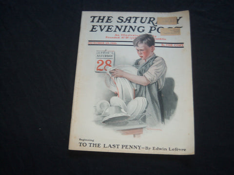 1916 OCTOBER 28 THE SATURDAY EVENING POST MAGAZINE - ILLUSTRATED COVER - SP 749