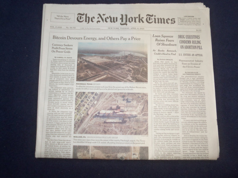 2023 APRIL 11 NEW YORK TIMES - DRUG EXECUTIVES CONDEMN RULING ON ABORTION PILL